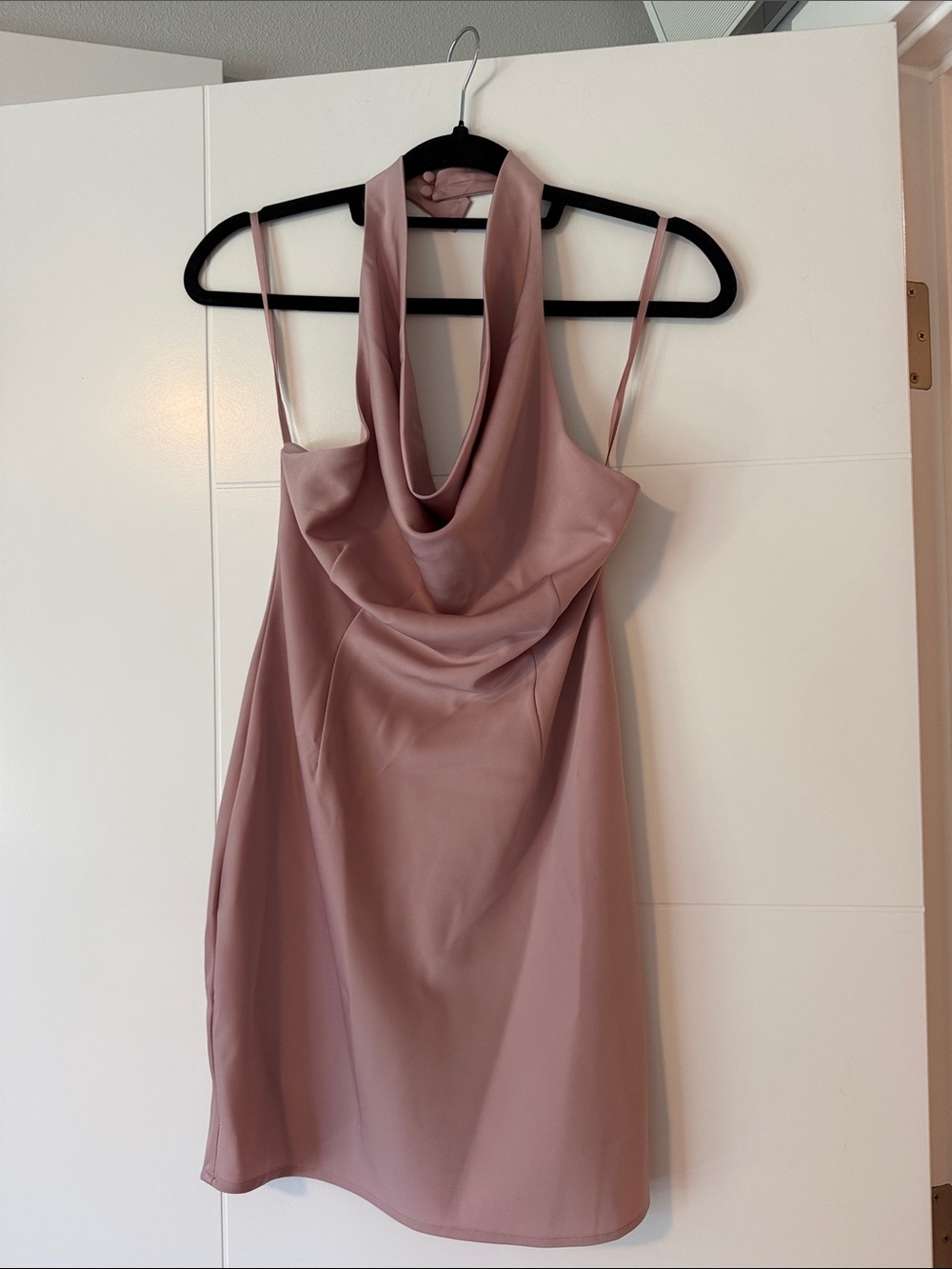 by the way. Mauve Pink Cowl Neck Mini Dress